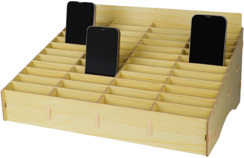 Wooden 36-Grid Cell Phones Storage Box Desktop Mobile