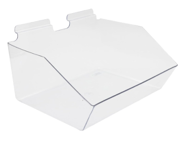 12" x 5.5" x 9.5 Clear Plastic Dump Bin for Slatwall